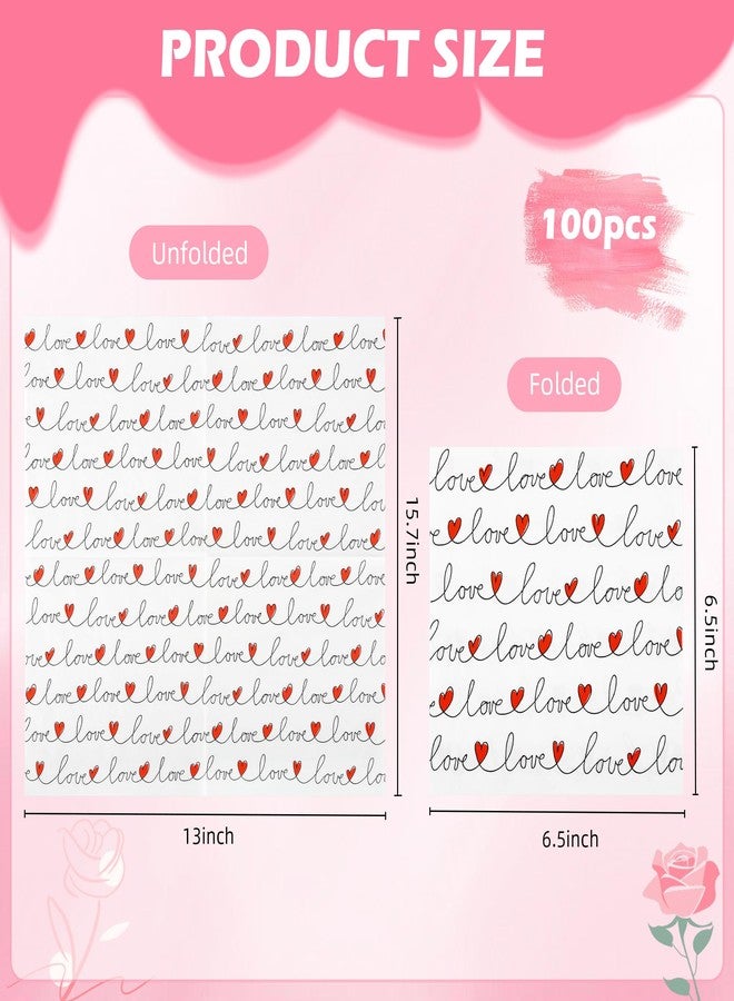 AimFun 100Pcs Love Red Hearts Luncheon Napkins Valentines Paper Hand Towels Line Love Lettering Disposable Party Napkin for Wedding Anniversary Bridal Shower Party Supplies (6.5 x 6.5 inch) - Image 2